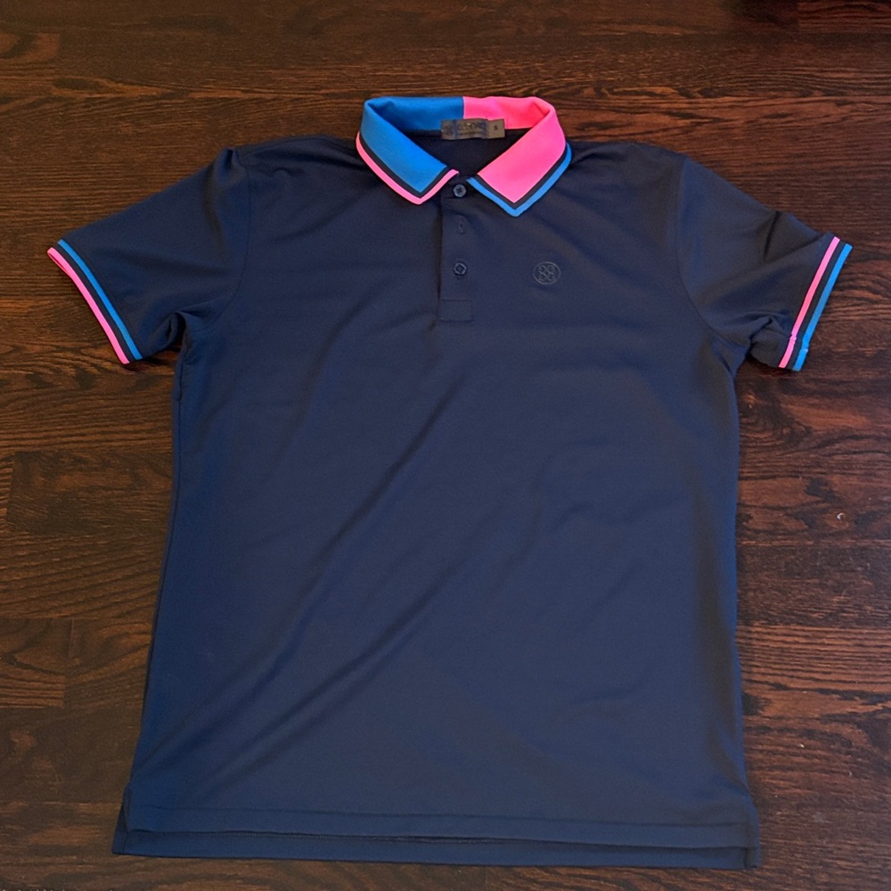 G/FORE Navy Polo Shirt with Pink and Blue Accents